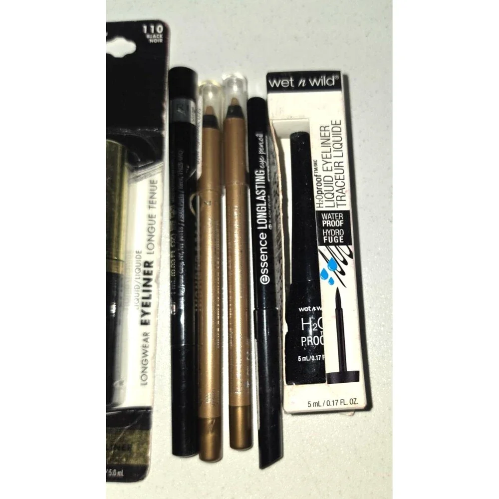 Lot of 8 Eyeliner Liquid Pencil Milani Wet N Wild Revlon Rimmel Black Brown
